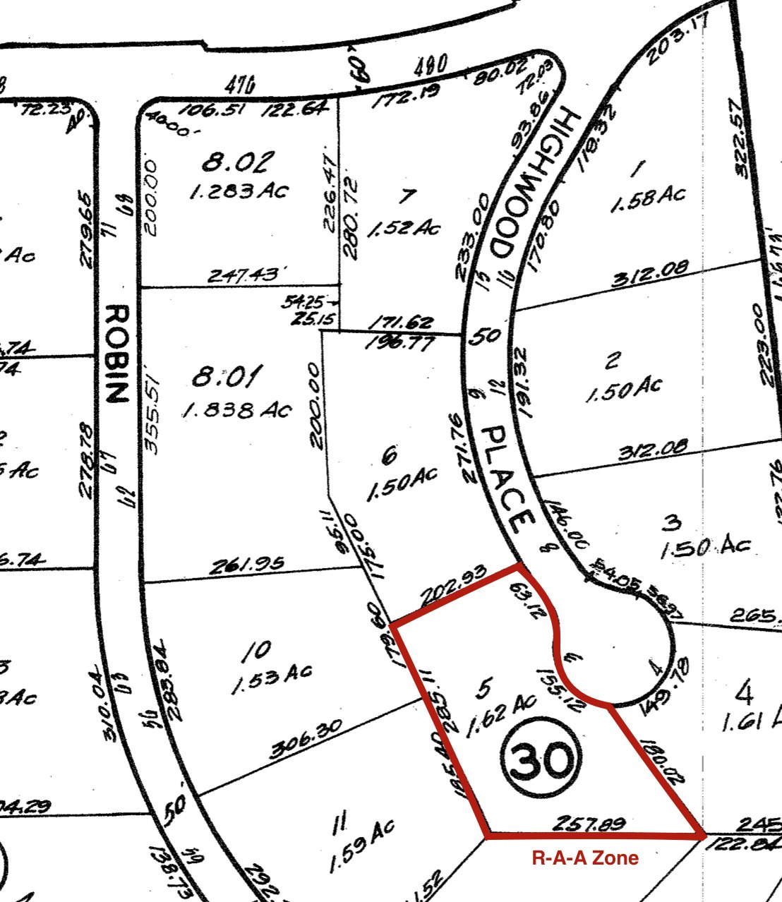 Tax and zoning map — Block 30 Lot 5, R-A-A zone