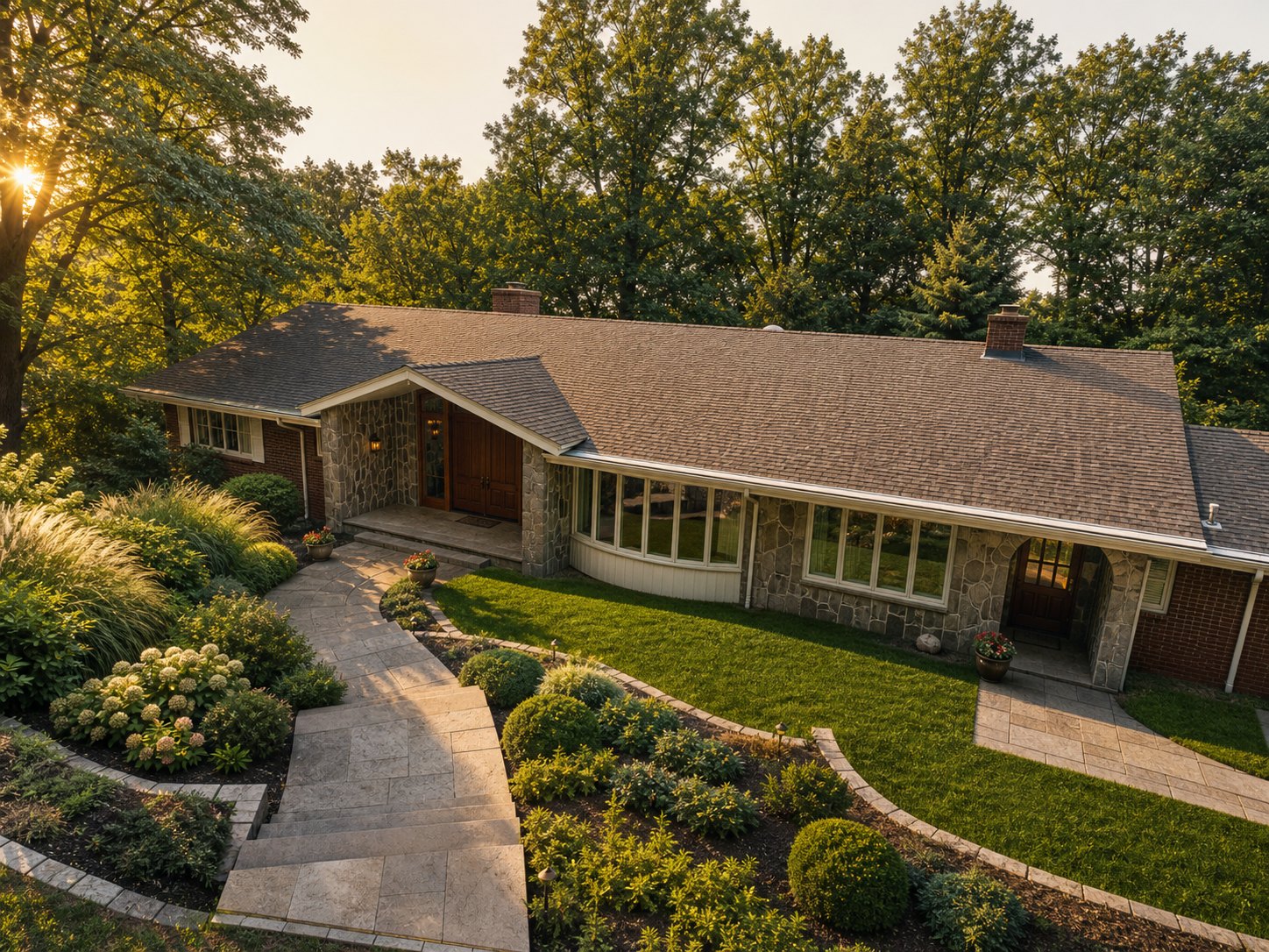Front exterior at golden hour